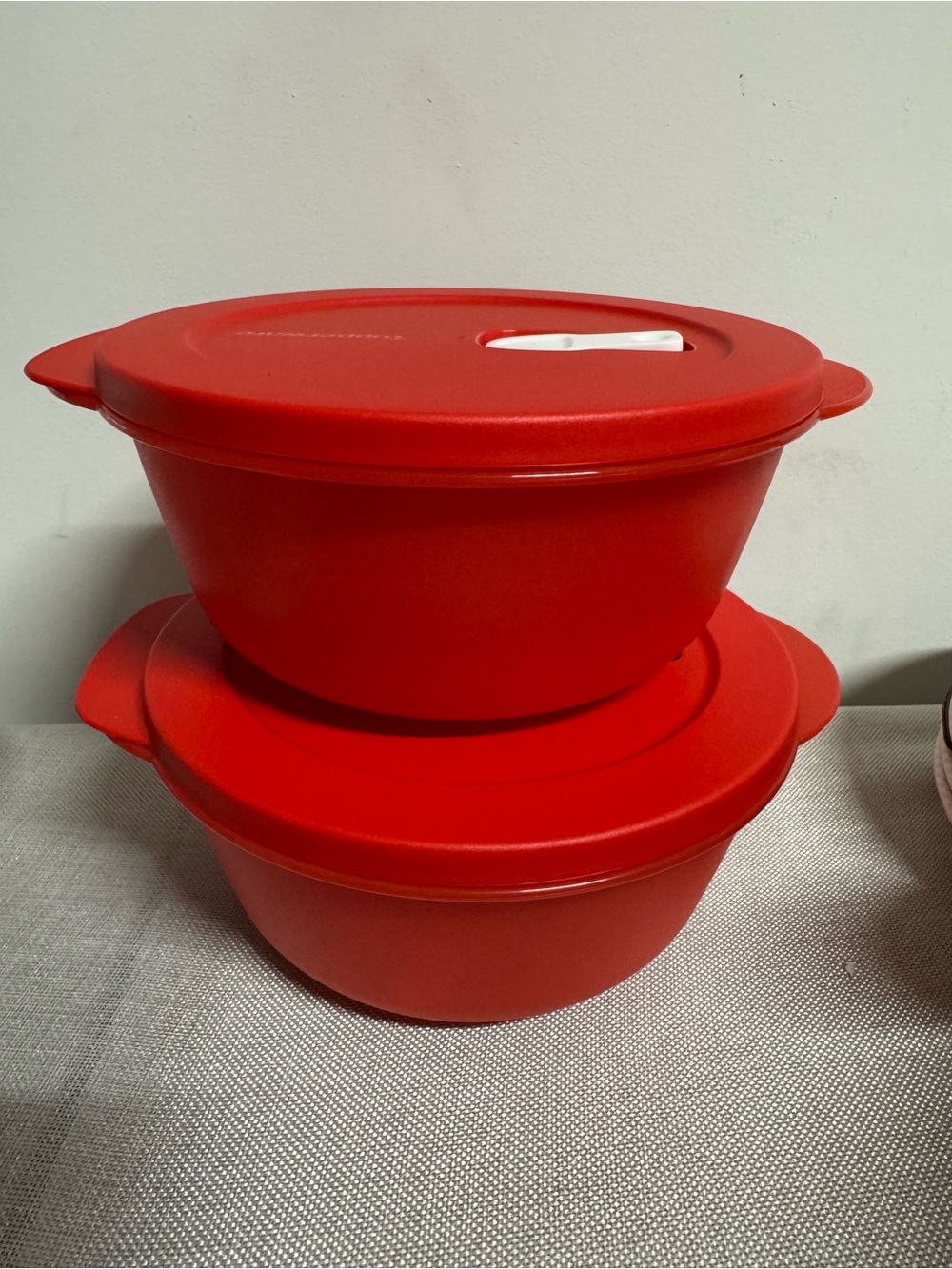 Red Stackable Food Storage Bowls with Venting Lids - Set of 2